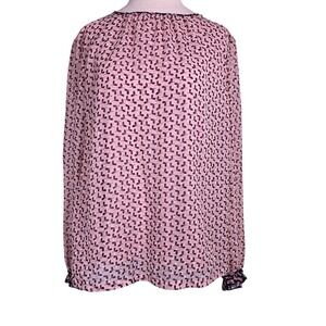 BODEN Women's Clip Dot Chiffon Blouse Stretch Knit Undershirt US 12 Sheer Ruffle
